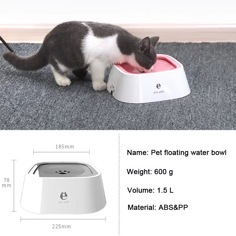 Non-Spill Floating Dog and Cat Water Bowl Dispenser - Anti-Overflow Plastic Design