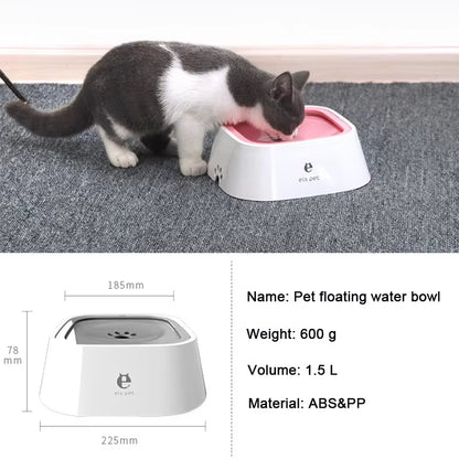 Non-Spill Floating Dog and Cat Water Bowl Dispenser - Anti-Overflow Plastic Design